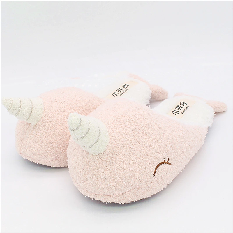 Pantuflas Mujer Mulher Chinelo Donna Pantofole; Домашние плюшевые тапочки с изображением животных на мягкой подошве; домашние тапочки с единорогом; обувь в форме нарвала