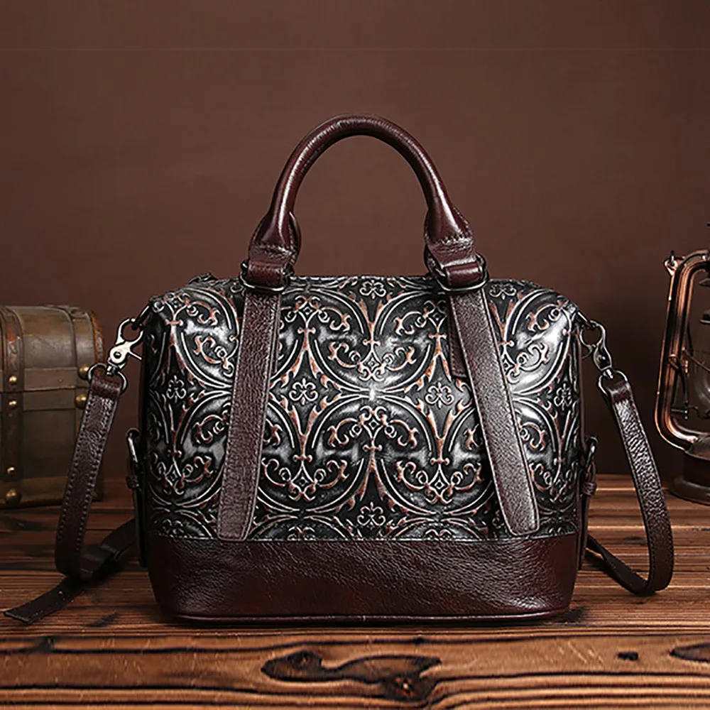 Модная женская сумка из натуральной тисненой кожи винтажная модная повседневная