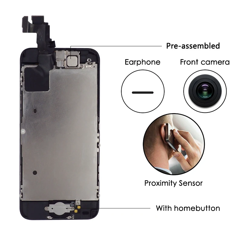 3 шт./лот полный комплект ЖК-дисплей для iPhone 5 дисплей сенсорный экран Главная