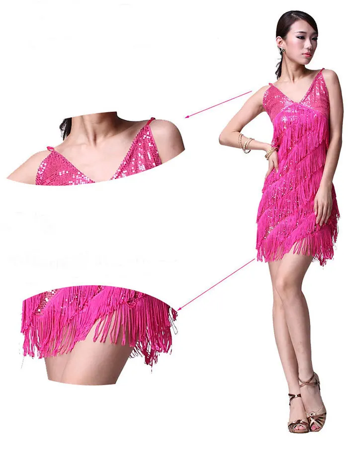 Женское платье для латинских танцев Золотое Платье с кисточками танцев|latin dress|latin