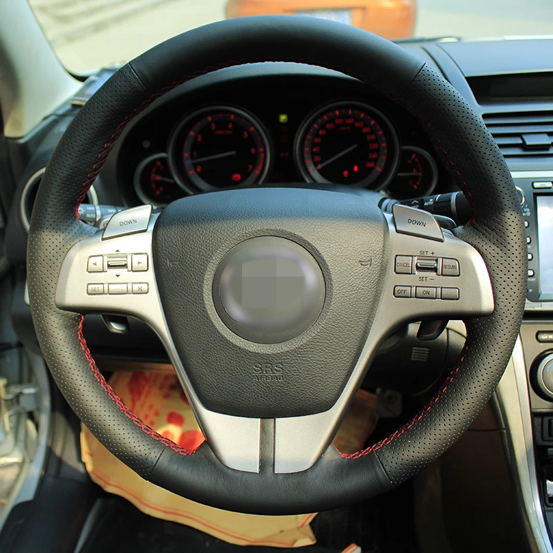 BANNIS сшитый вручную черный кожаный чехол на руль для старой Mazda 6 2009 | Автомобили и
