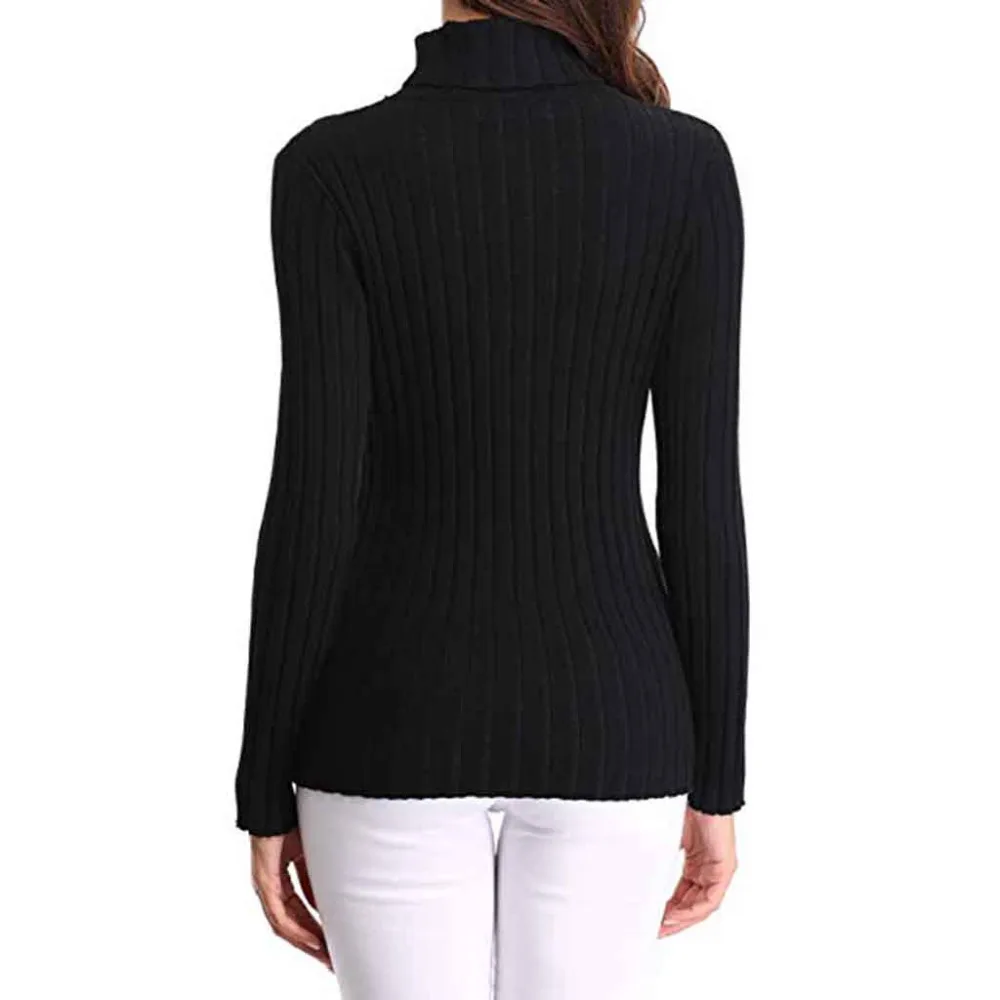 Осенне-зимний свитер Модный женский теплый Однотонный с высоким воротником и