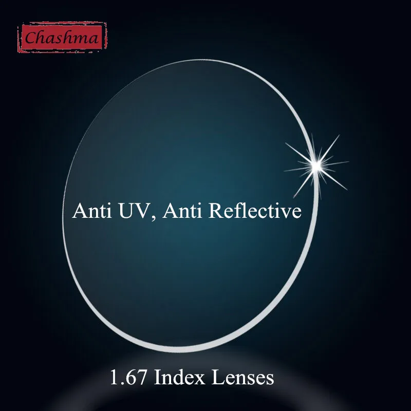 Chashma Anti Reflective 1 .67 Index Lens Thin Recipe Optical Prescription Lenses for Eyes Super Quality Clear Lens for Recipe