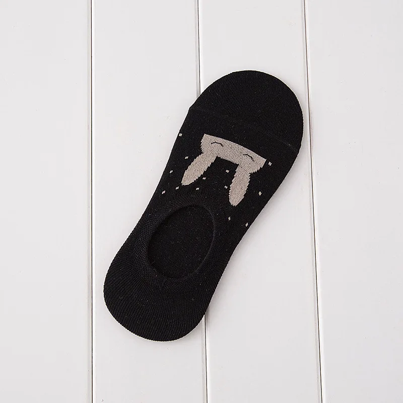 ws167Black Невидимые короткие женские носки-башмачки с ушками кролика; удобные хлопковые носки-башмачки для девочек; женские Чулочные изделия с силиконовым гелем по щиколотку; 1 пара = 2 шт.; ws167 - Цвет: ws167Black