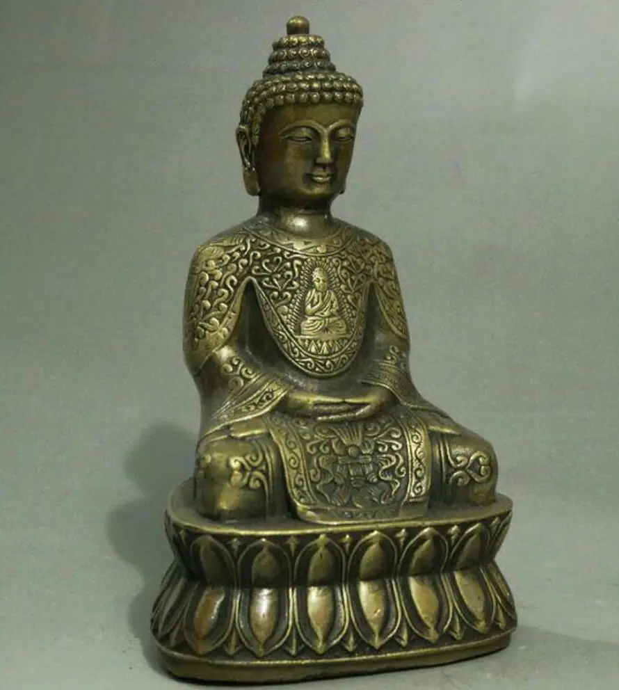5 авиапочту Китая (China Тибетский Буддизм бронза Будда Шакьямуни халат статуя