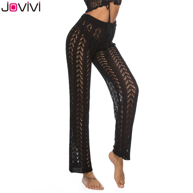 Jovivi/1 шт. новые сексуальные женские широкие брюки Boho прозрачные свободные высокая