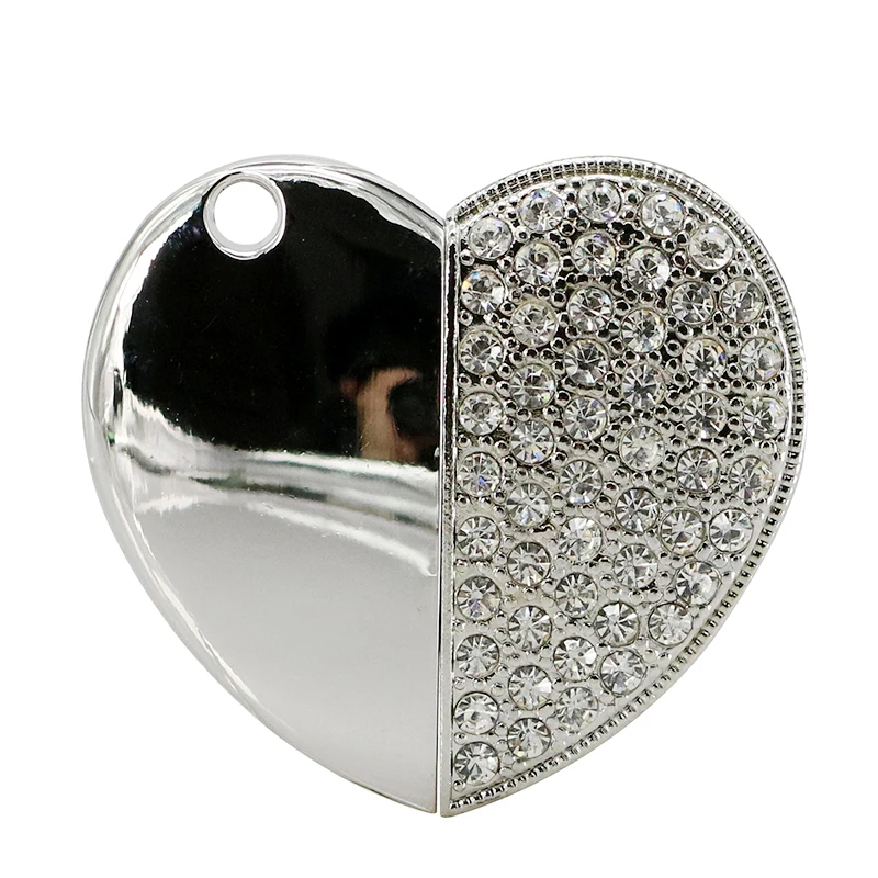 Usb флэш-накопитель ювелирное изделие в виде сердца с украшением кристаллов