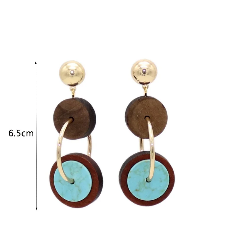 Дизайнерские круглые висячие серьги howlite из дерева Золотые Brincos Pendientes брендовые