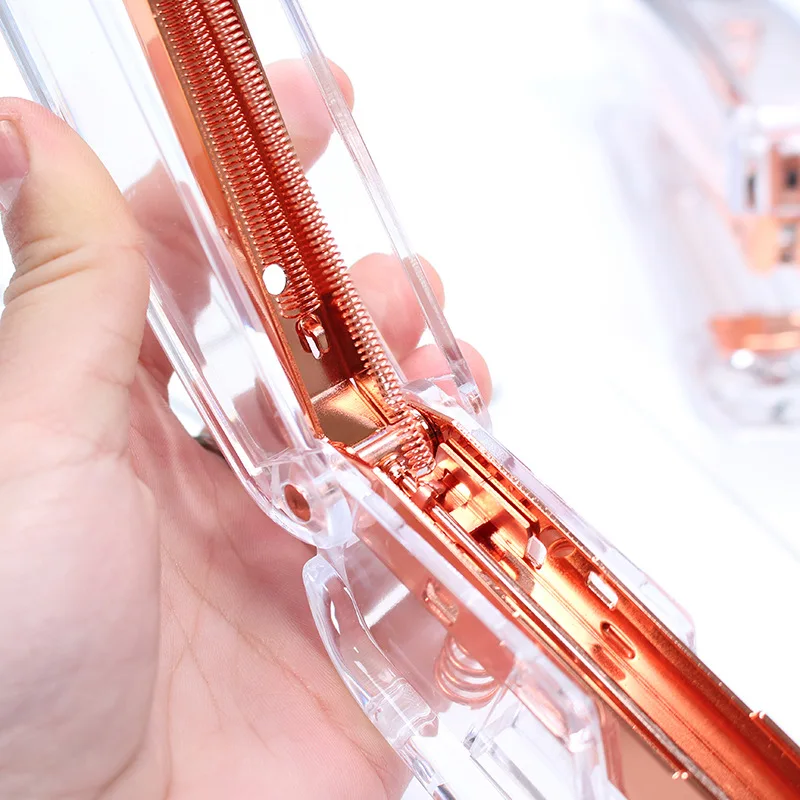 

1pc Fashion Rose Gold Stapler Acrylic Metal Practical Manual Staplers 24/6 26/6 School Binding Stationery Office Supplies