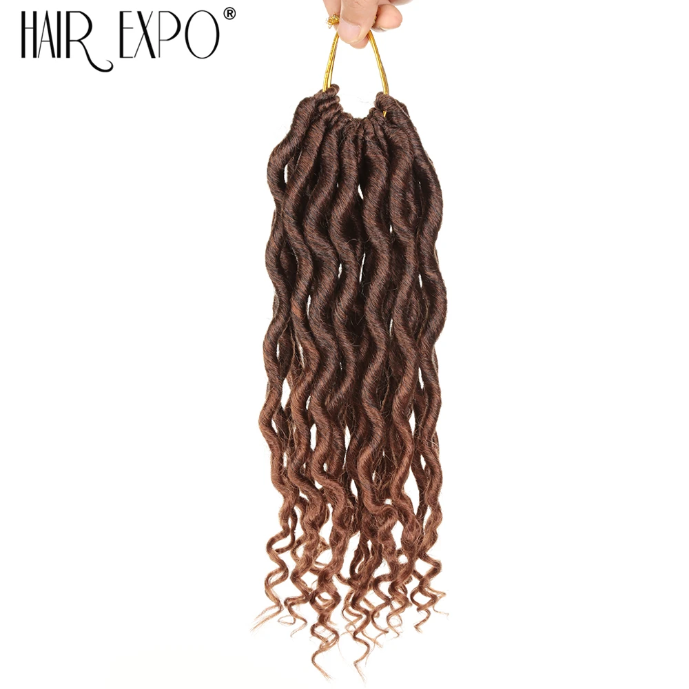 Волосы EXpo City 12 ''богиня Faux locs Curly концы короткие волнистые синтетические волосы для наращивания крючком косы 12 прядей/упаковка черный Afros