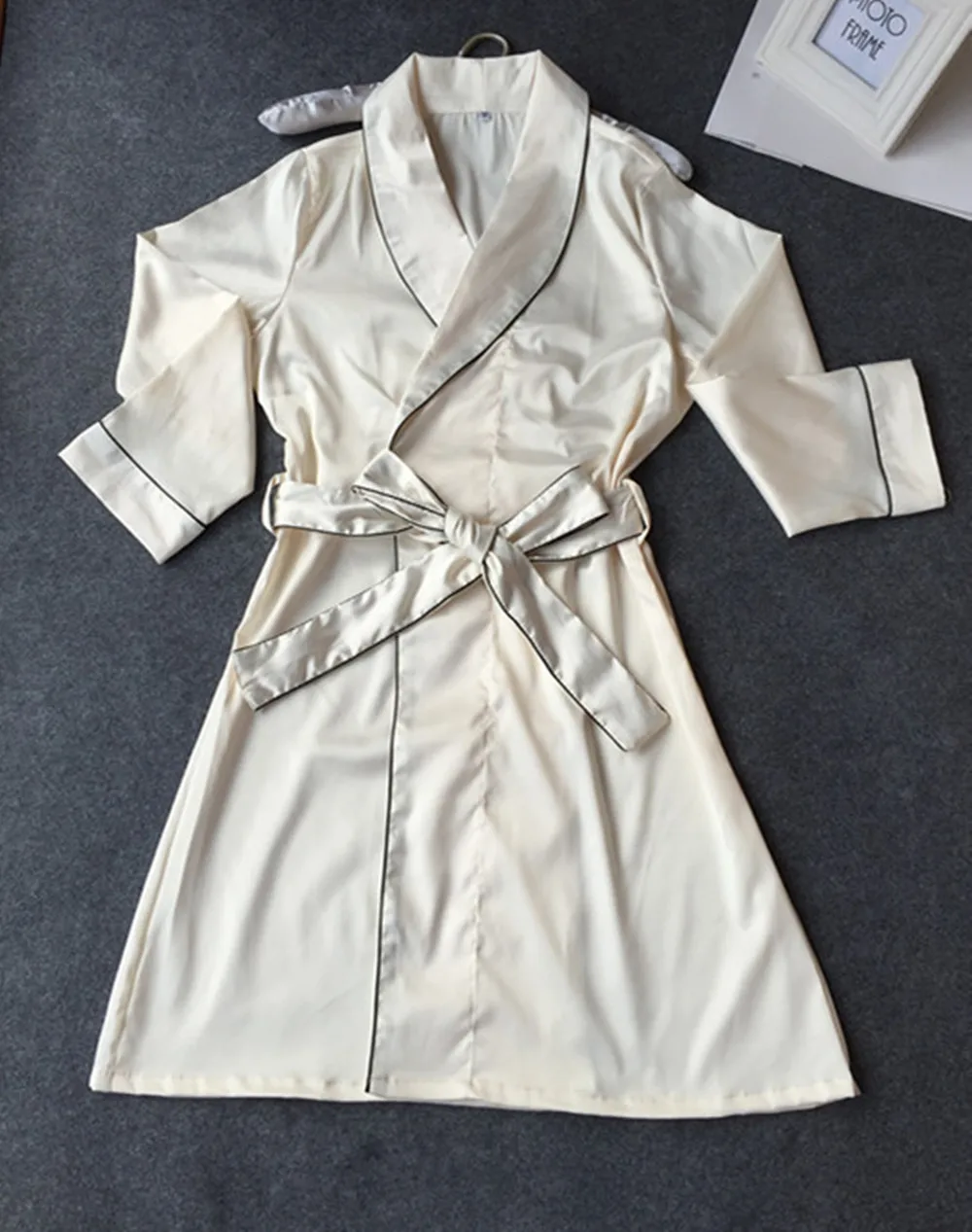 Новый роскошный осень-зима Для женщин соблазнительный атласный шелковый халат