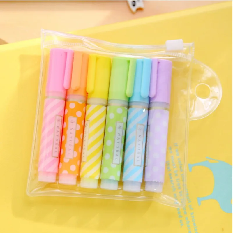 Каваи-маркеры в горошек 6 шт./компл. | Канцтовары для офиса и дома