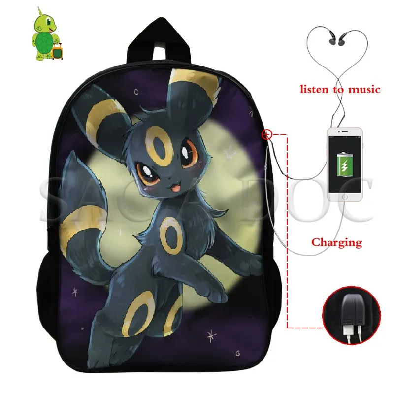 Покемон умбреон Zapdos Многофункциональный рюкзак USB зарядка школьный рюкзак для ноутбука для подростков женщин мужчин повседневные дорожные сумки