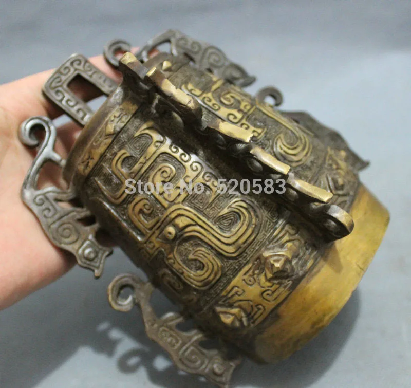 Китайский Бронзовый резной коллекционный буддизм народный храм Дракон Статуя