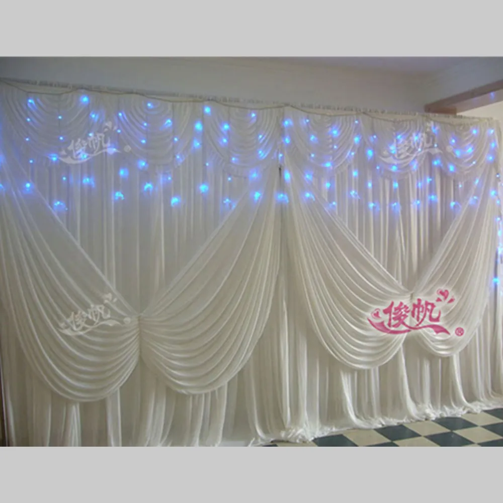 

White Butterfly Wedding Backdrop Curtain Swag Ice Silk Stage Backdrop Curtain Drape Pleated Wedding Decoration 10ft*20ft(3*6m)