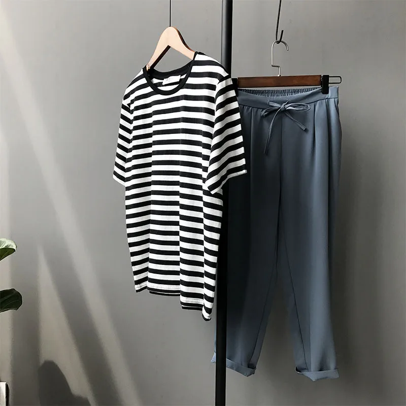 Для женщин Черный Белый o-образным вырезом в тонкую полоску Топы корректирующие