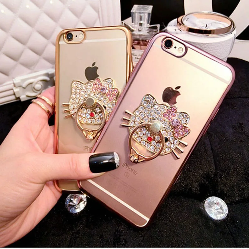 Алмазный держатель hello kitty для вашего мобильного телефона универсальный стент