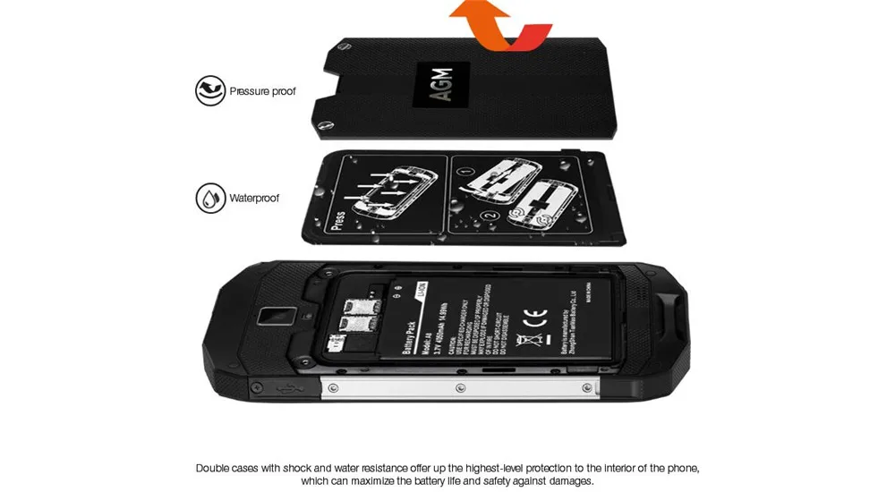 AGM A8 SE IP68 водонепроницаемый мобильный телефон 5," HD 2 Гб ram 16 Гб rom Qualcomm MSM8916 четырехъядерный 8MP 4050 мАч смартфон