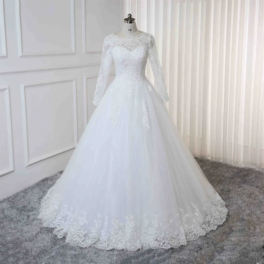 Robe de mariage 2019 бальное платье с длинными рукавами свадебные платья кружевные