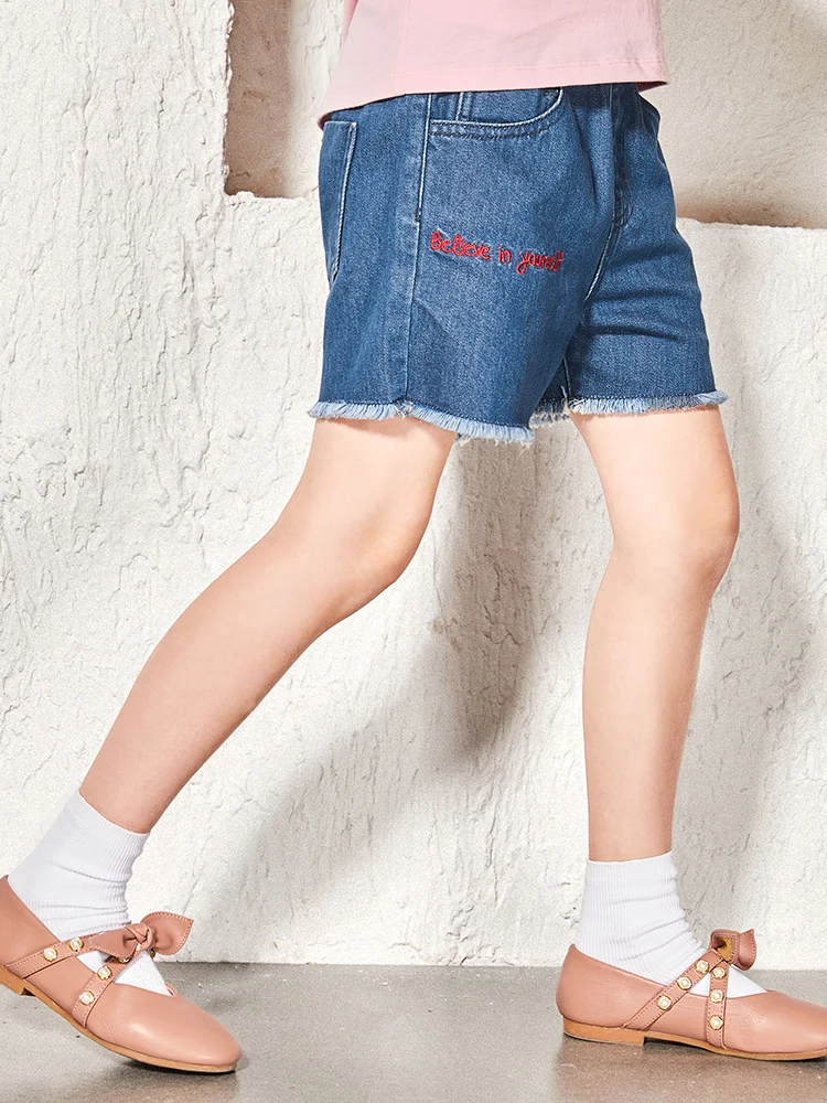 Balabala/летние детские хлопковые шорты джинсовые для девочек Детская Хлопковая