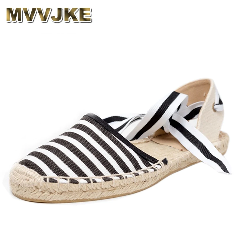 

MVVJKE Canvas Espadrille Women Flats Ankle Strap Hemp Bottom Fisherman Shoes For 2018 Spring/Autumn Women Loafers