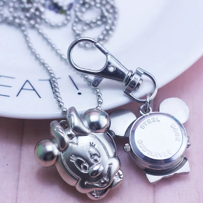 Новые милые карманные часы в форме Микки и Минни мультфильмов модное ожерелье