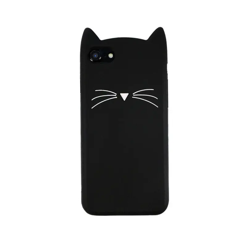 Black Beard Cat Для iPhone X XS XR Max, мягкий силиконовый чехол с 3D милыми мультяшными животными для телефона, чехол для iPhone 5, 5S, 5C, SE, 6, 7, 8 Plus, X - Цвет: Black Beard Cat
