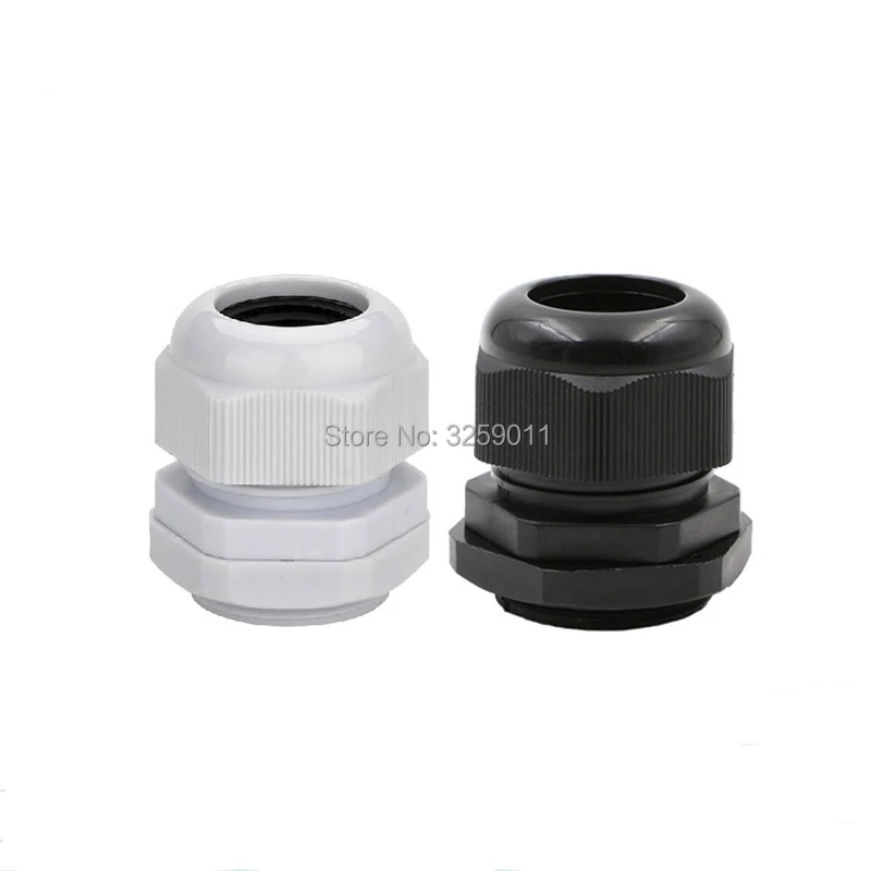 

50PCS Cable Glands PG 36 Black White Waterproof Adjustable Nylon Connectors Joints With Gaskets 22-32mm For Electrical Appliance