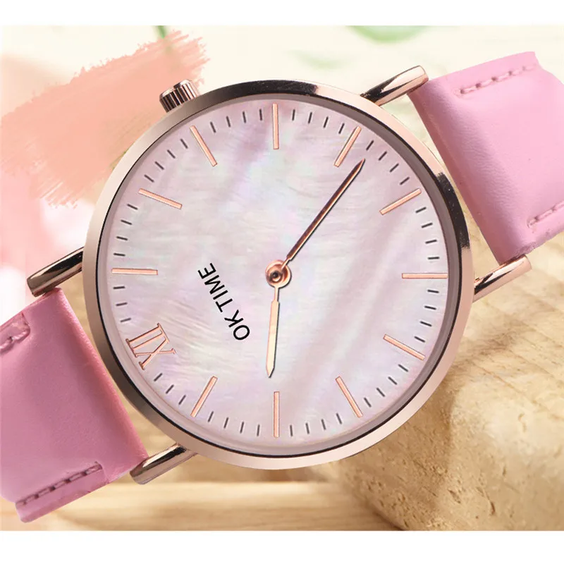 Новое поступление Простые Модные женские часы Женские кварцевые наручные OKTIME