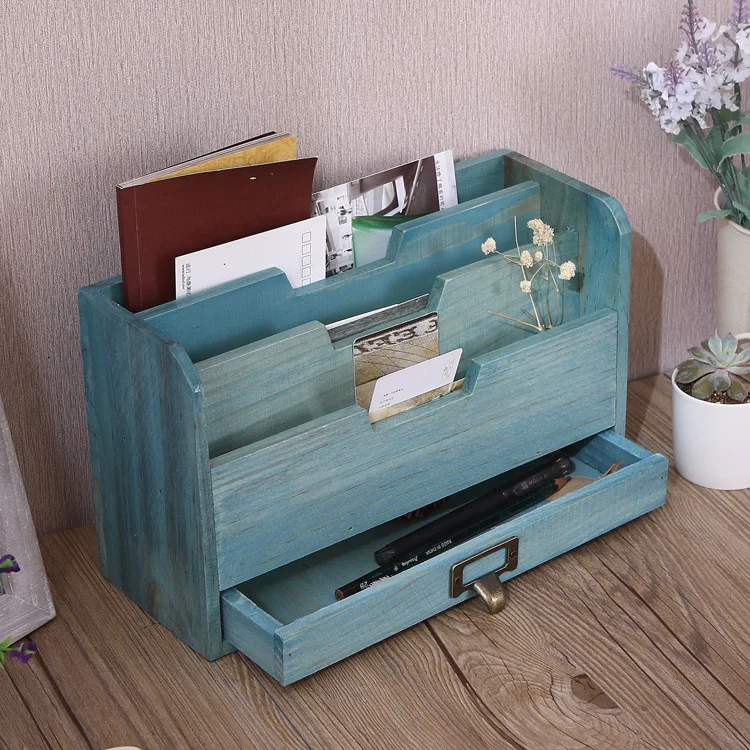 Креативный старый деревянный стол для дома и офиса коробка хранения документов
