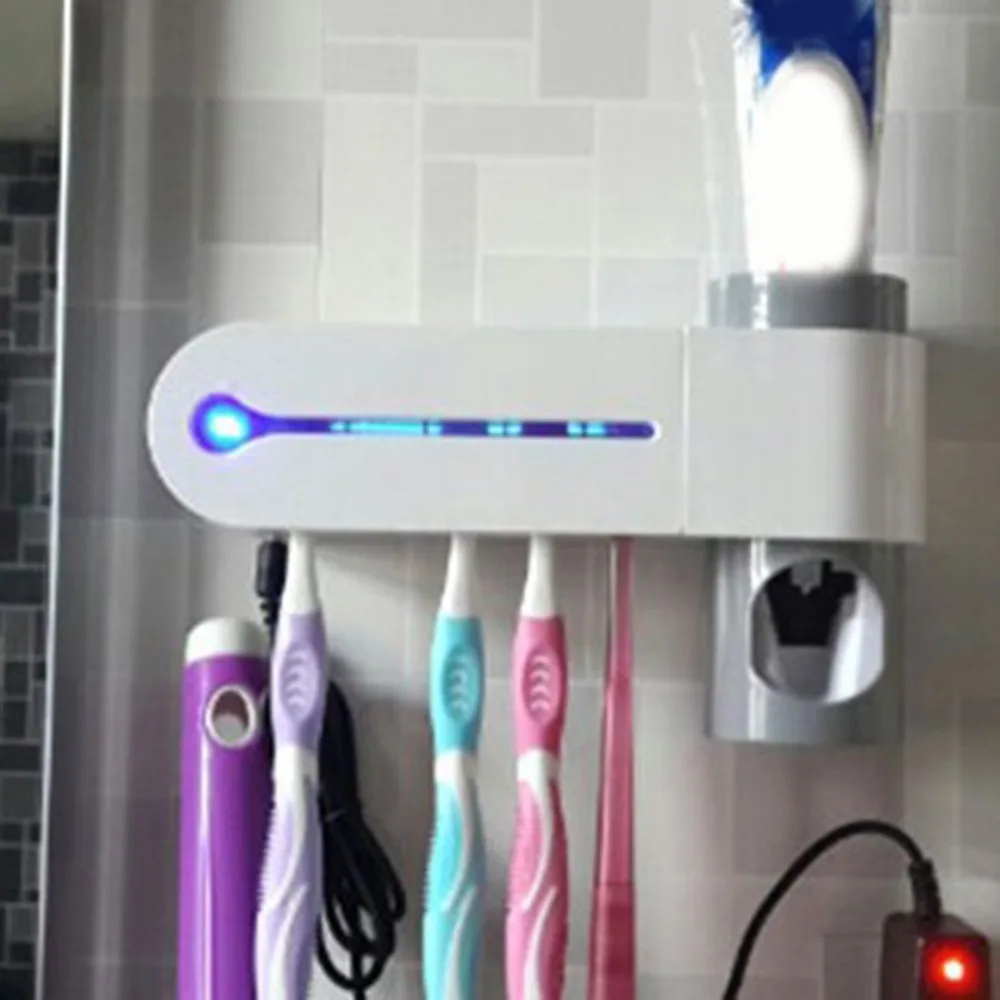 UV Disinfection Toothbrush Automatic Steriliser Cleaner Brush Holder Set with Toothpaste Dispenser | Бытовая техника
