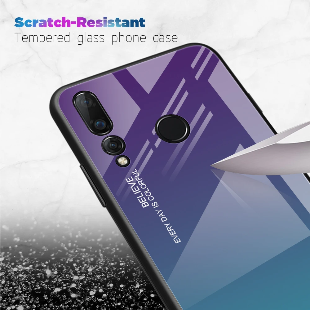 Tempered Glass Case for Huawei Nova 4 p20 P30 Pro gradient Shockproof Cover honor v20 mate 20 P20 Lite |