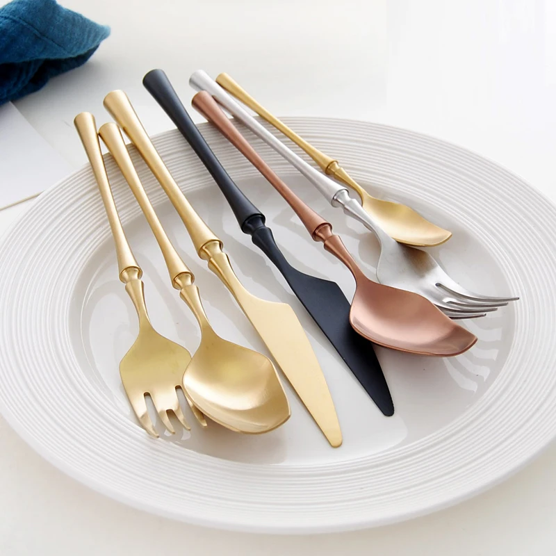 Столовые приборы из нержавеющей стали набор посуды золота столовые посуда