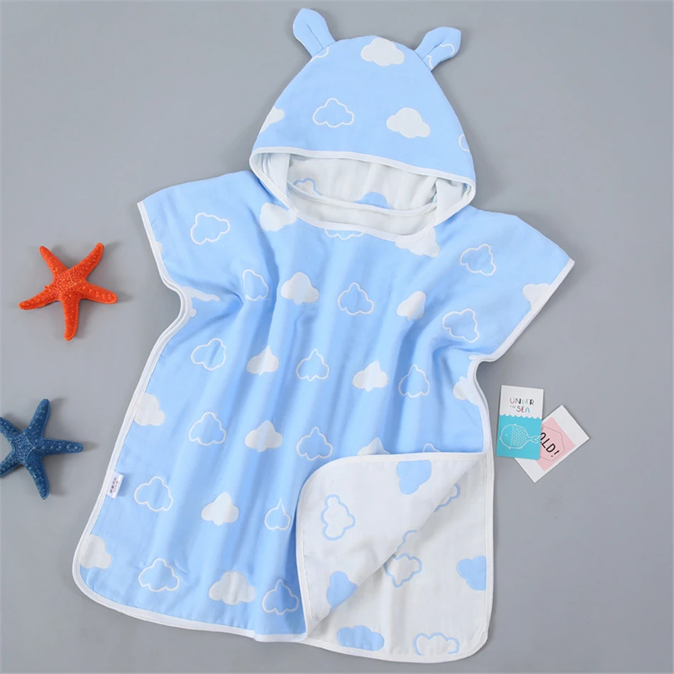 Baby Bath Towel for Newborns Child Hooded Baby Towel With Hood Muslin Baby Cotton Gauze Cloth New Born beach Towel for Children