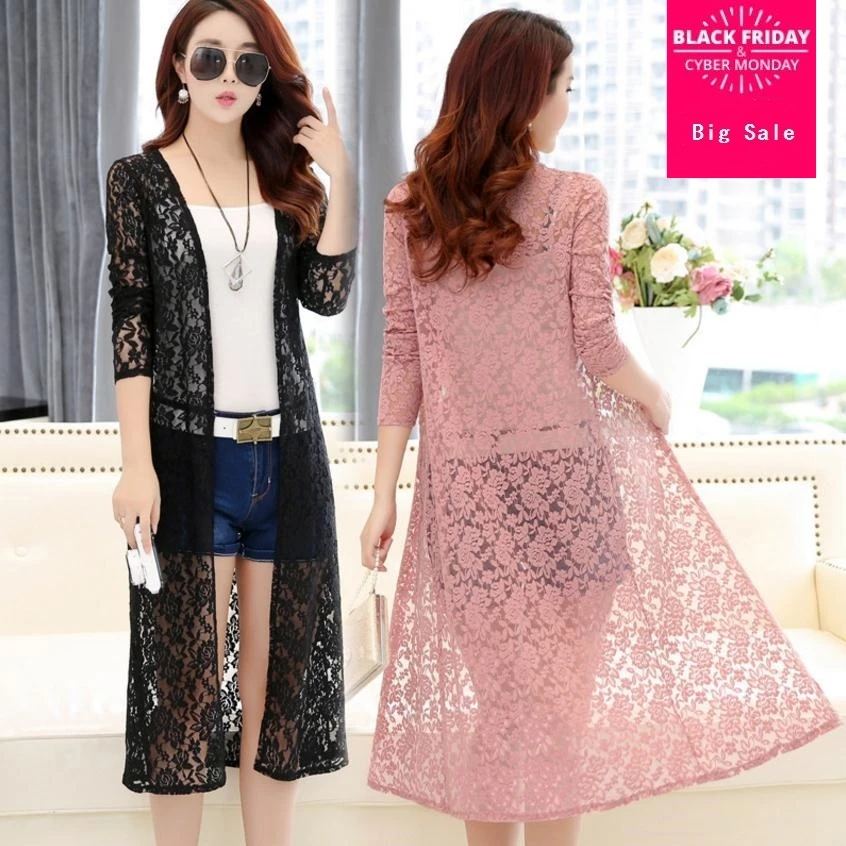 Лето 2019 г. новый модный бренд Sweety полые вырезать кружева кардиган кимоно Женский