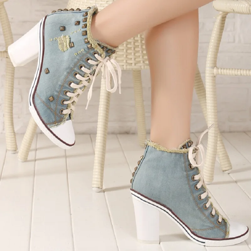 Женские джинсовые туфли на толстом высоком каблуке размеры 34 40|fashion heels|heels fashionthick