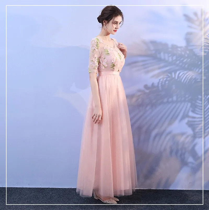 Платья для подружек невесты платья свадебной вечеринки длинное платье розового