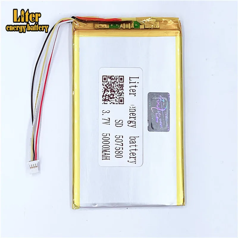 Вилка 1 0 4 P 507580 5000mah 3 7 V перезаряжаемая литий полимерная батарея для планшетных ПК