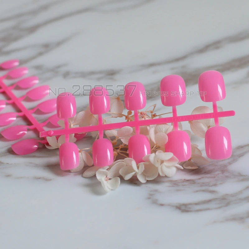 24 шт. Простые Модные сплошной цвет роза красная накладные ногти блестящая