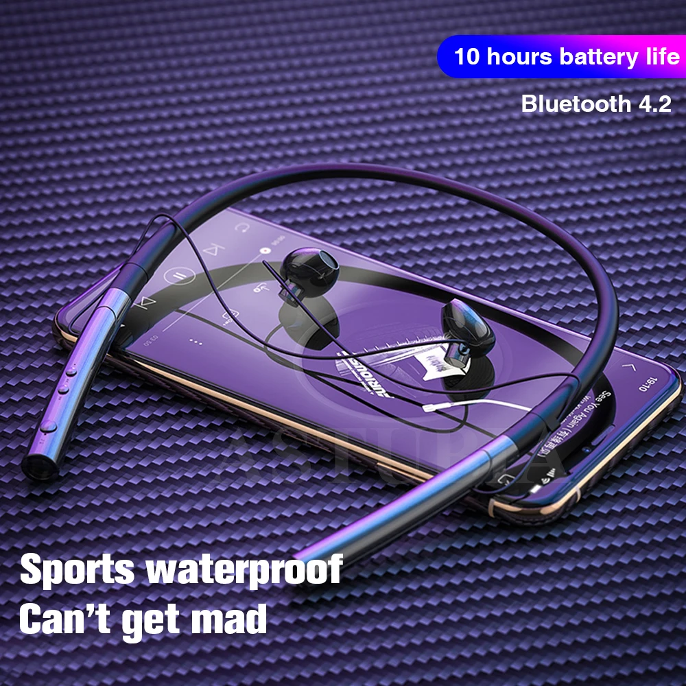 Спортивная Bluetooth-гарнитура наушники для телефона V5.0 стерео с шейным ободом