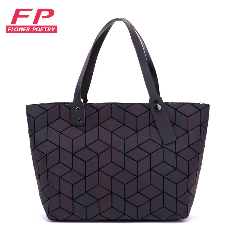 

2022 New Bags Women Handbag Geometry Totes Sequins Mirror Plain Folding Shoulder Bags Luminous Bao Bags Hologram bolsa feminina