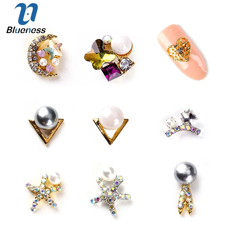 10 шт./упак. Moon Star Pearl бабочка дизайн 3D металлические украшения для ногтей Стразы