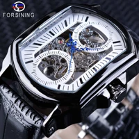 forsining retro fashion blue hands clock openwork mens mechanical white skeleton watches top brand luxury relogio masculino
