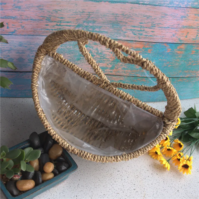 

Nordic Straw Flower Basket Creative Heart Hanging Basket Can Be Hanging Green Flower Pot Home Garden Decoration Dropshipping