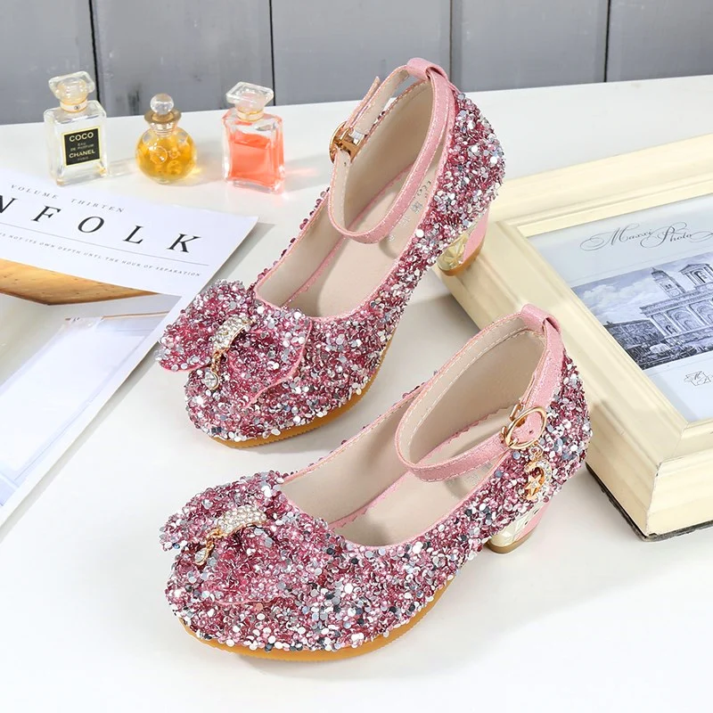 Туфли для девочек весна 2019 модные детские танцевальные туфли на высоком каблуке