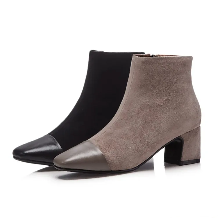 MLJUESE/2018 Женские ботильоны из коровьей кожи серого цвета Сезон осень весна