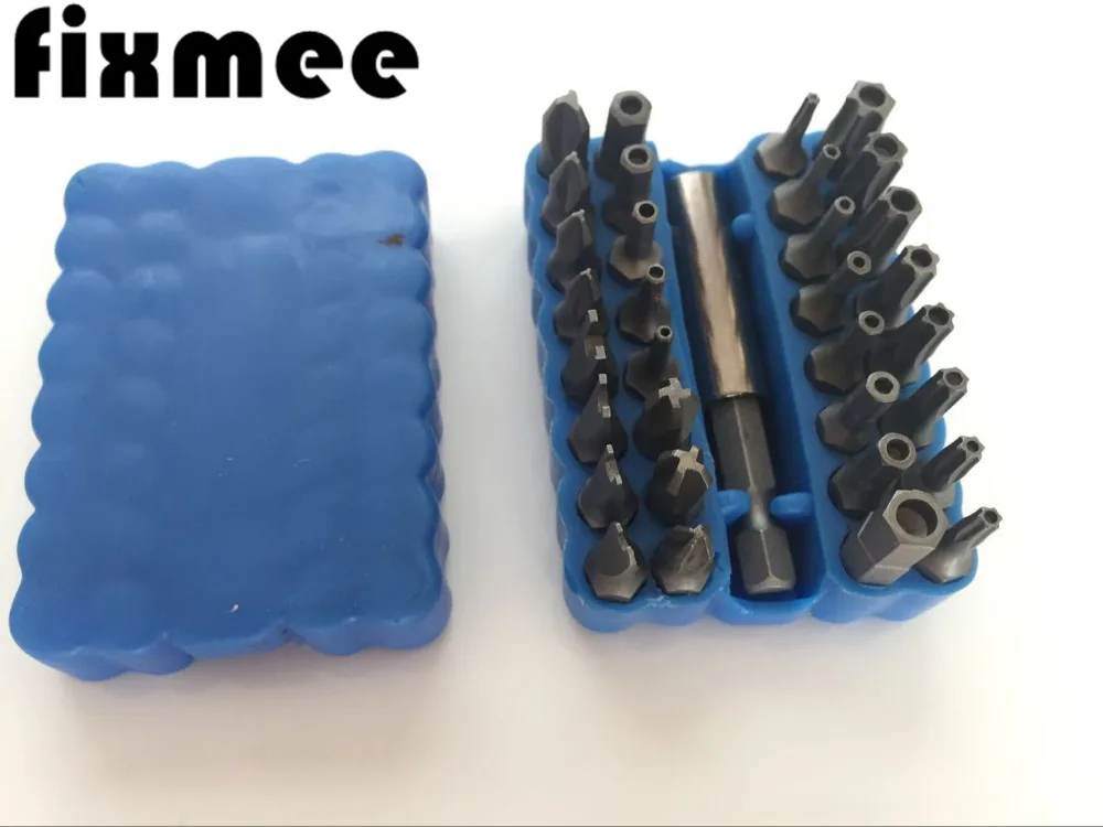 Комплект бит безопасности Fixmee 33 шт. с держателем для дрели звездообразный