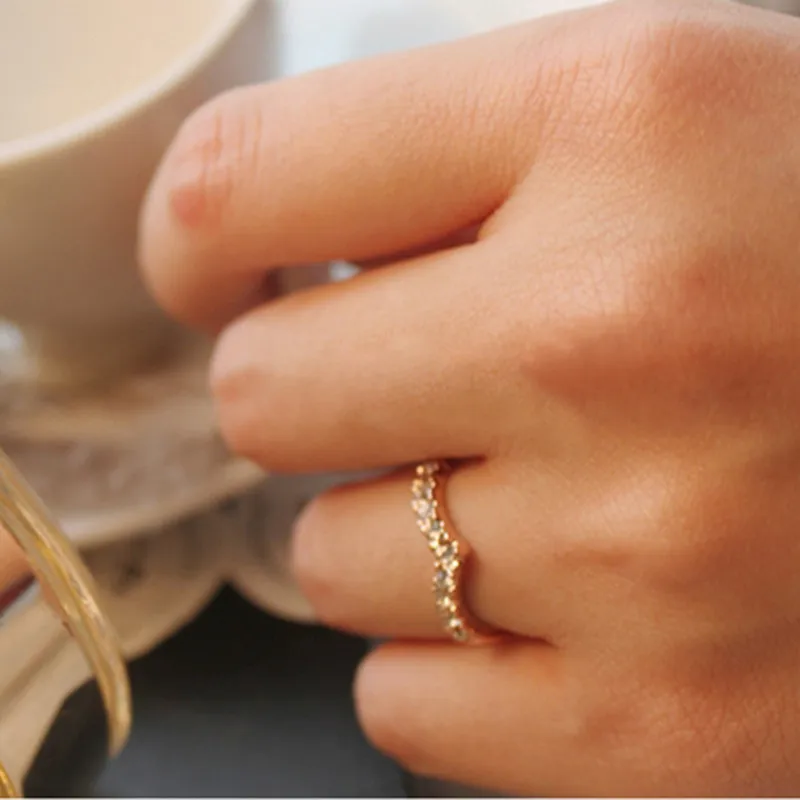 Женское кольцо с кристаллом Nj26 Золотое в форме сердца для помолвки|ring jewelry|gold
