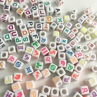 acrylic multiple square digital letter beads for bracelet jewelry making fluorescent color 100pcsbag