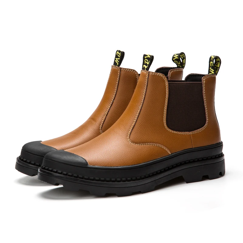 Большие размеры Модные мужские демисезонные ботильоны slip-on Челси загрузки на открытом воздухе на платформе обувь из натуральной кожи zapato дышащая